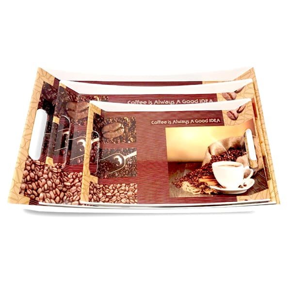 SND Homes Crystal Ocean Series Melamine Serving Tray (Multicolour, Small, Medium and Large) - Set of 3 - Image 2