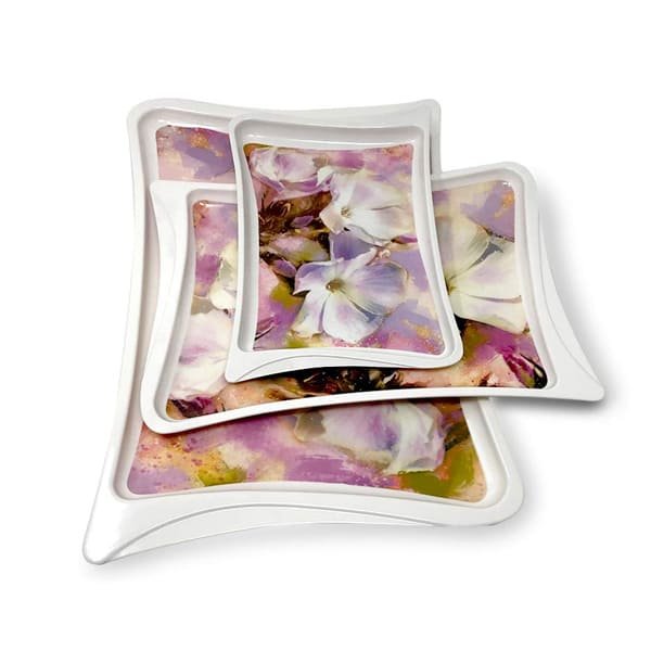 Crystal by SND Homes Melamine Serving Tray, Set of 3 (Small, Medium and Large Size) Star Series Tray - Image 2