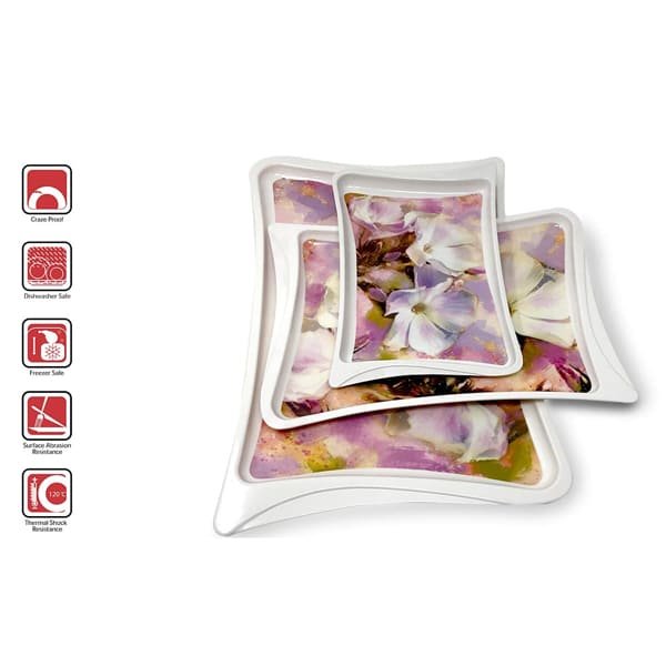 Crystal by SND Homes Melamine Serving Tray, Set of 3 (Small, Medium and Large Size) Star Series Tray - Image 5