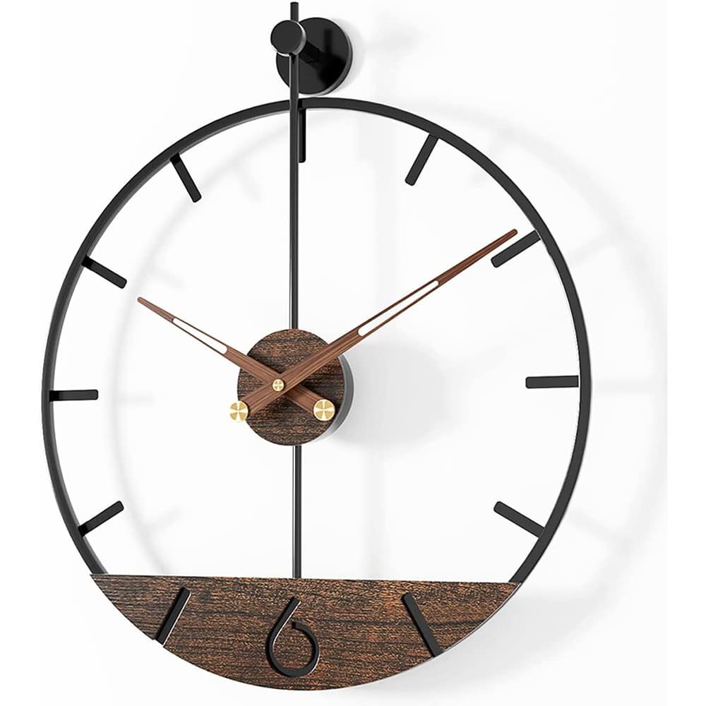 SND Home Décor Modern Wood Walnut Dial Wall Clock, Large Simple Wall Decor Metal Frame Silent Non Ticking Clock for Living Room Decor, Kitchen, Bedroom, Study Decoration, Home Gift Idea, 22.5in - Image 11