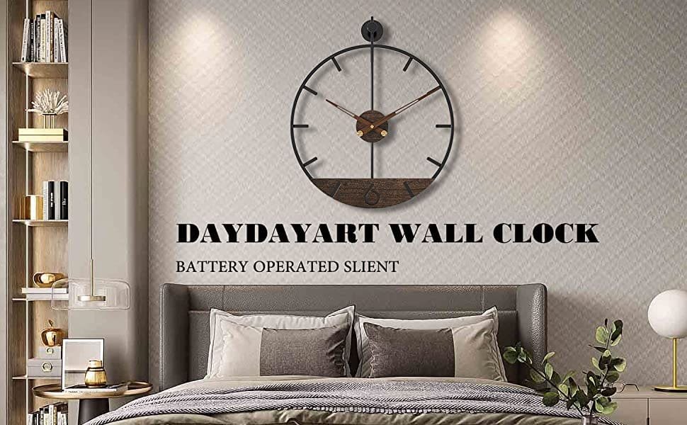SND Home Décor Modern Wood Walnut Dial Wall Clock, Large Simple Wall Decor Metal Frame Silent Non Ticking Clock for Living Room Decor, Kitchen, Bedroom, Study Decoration, Home Gift Idea, 22.5in - Image 12