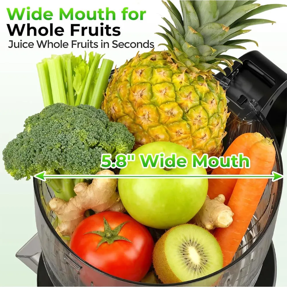 Toree Slow Masticating Juicer 148mm Large Feed Chute | Cold Press Juicer for Whole Fruits & Vegetables | High Juice Yield, Easy Clean, 300W Motor - Red - Image 4