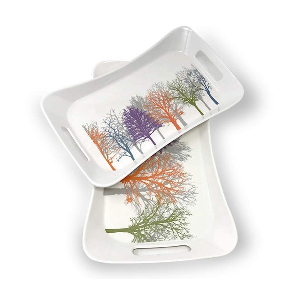 SND Homes Vista Series Crystal Melamine Serving Tray (Multicolour, Medium and Large) - Set of 2 - Image 4