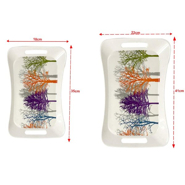 SND Homes Vista Series Crystal Melamine Serving Tray (Multicolour, Medium and Large) - Set of 2 - Image 3